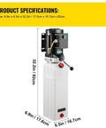 6L Hydraulic Power Unit Pack 220V Single Phase 2750 PSI Auto Lifting Pump with specifications shown, size 6.9in x 6.5in x 32.2in.