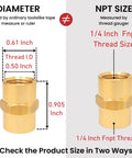 Beefy Brass 1/4 Inch NPT Female To 1/4 Inch NPT Female Hex Head Pipe Fitting Coupler dimensions diagram
