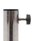 Close-up of stainless steel pole holder with tightening knob for Beefy 42 Lbs Square Granite Umbrella Base Grey For Outdoor Patios