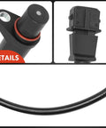 Engine Crankshaft Position Sensor Direct Fit For Hyundai Accent 2006 To 2011 1.6L L4 And Kia Rio Rio5 2006 To 2010 1.6L Replacement Premium OE Grade 2 Pin Blade Connector Plug N Play Setup, black sensor with connector and wire