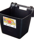 Hook Over Feeder Bucket For Livestock And Pets, Mountable 15 Quart Black Plastic Feed Bucket, Made In USA, Ultra Durable Poly Resin