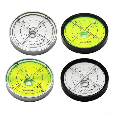 Round Bubble for spirit Level 60x10mm Metal Horizontal High Round set of four with stainless steel and black plastic cases.