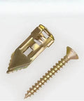 Self Drilling Drywall Anchor Kit With 120 Pieces Wall Plugs For Gypsum Board Heavy Duty Yellow Zinc Plated Carbon Steel Screws That Resist Rust And Wear Easy No Prep Install For Shelves TV Mounts Mirrors And Other Wall Mounts, close-up of anchor and screw