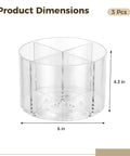 Round 3 Piece Turntable Organizer With 360 Degree Spin Clear Acrylic Lazy Susan dimensions 6 x 4.3 inches
