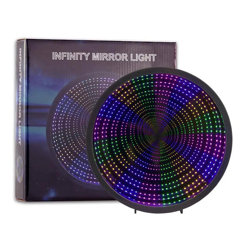 Infinity Mirrors Tunnel Lights LED Night Light 3D Wall Lamp with colorful glowing illusion and packaging box visible