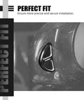 Close-up of black batwing fairing rearview mirror hole plug on Harley Street Glide FLHX 2014-2023, anodized finish