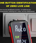 USB Rechargeable Digital Multimeter With Auto Display showing live line identification near an electrical socket