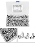 Open case showing Steel Grease Zerk Nipple Fitting Set 115 Pieces Metric Hydraulic Zerk Fittings Kit, organized in sections.