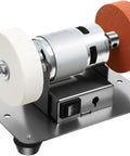 Compact 96W Mini Bench Grinder With Dual Grinding Wheels Variable Speed 3000 To 6000 RPM All Copper Brushless Motor for precise metal sharpening.