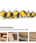 Six Piece Template Router Bit Set with Bearing for woodworking displayed with high-performance material examples