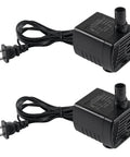 Two Tiny Yet Mighty Submersible Water Pumps, 3W Adjustable Flow Up To 50 GPH, quiet design for aquarium and hydroponics