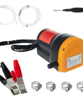 12V 60W Oil Extractor Pump with accessories for cars, motorcycles, boats, lawn equipment, fast oil change tool.