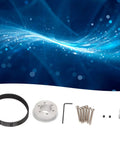 Electric Skateboard Gear And Belt Kit Aluminum Alloy Upgrade Set with gear, belt, screws and hex key on blue background