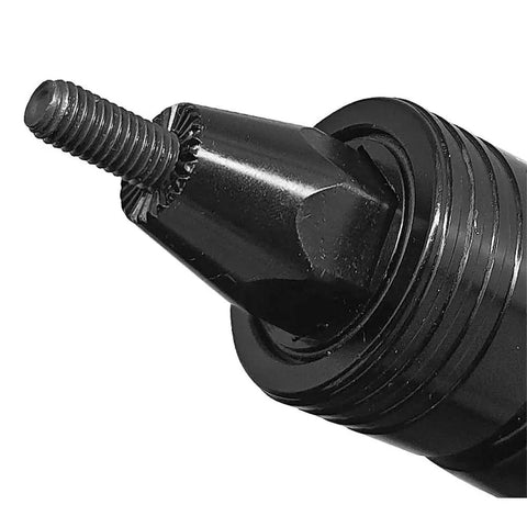 Close-up of mandrel on Heavy Duty Pneumatic Rivet Nut Gun Tool Kit With 3 Heads 1/4 Inch 5/16 Inch 3/8 Inch
