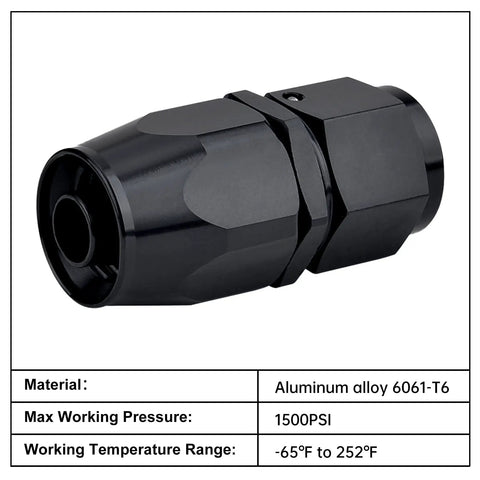6AN Hose End Fitting Straight Swivel For CPE Braided Hose Black Aluminum 6061 T6 9 16 UNF Thread Pack Of Four For Stainless Steel And Nylon Braided Lines, black swivel fitting