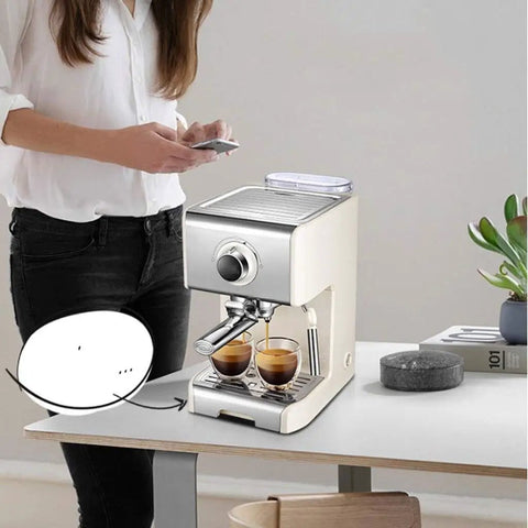 Powerful 1250W Semi Automatic Espresso Machine With 20 Bar Pressure, Home Coffee Maker Plus Commercial Milk Frother displayed on table