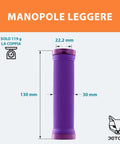 XL Ergonomic Lock On Bike Grips Purple For Adults And Big Hands with dimensions and weight, mountain bike grip displayed.