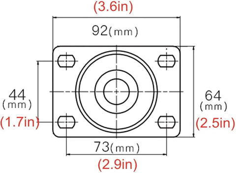 Built Tough Heavy Duty Caster Wheels Roll Like A Dream With Silent Glide 360 Degree Swivel Smooth Rubber Rollers For Everyday Furniture And Workbench Upgrade Three Inch Four Pack installation diagram with dimensions