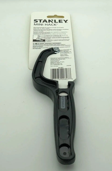 Light Duty 10 Inch Mini Hacksaw with One Handed Grip and Thumb Rest Ergonomic Handle in packaging