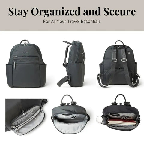 Anti-Theft Travel Backpack With RFID On-The-Go Slash-Resistant Nylon, Compact 8.5L Daypack For Vacation And Everyday Carry