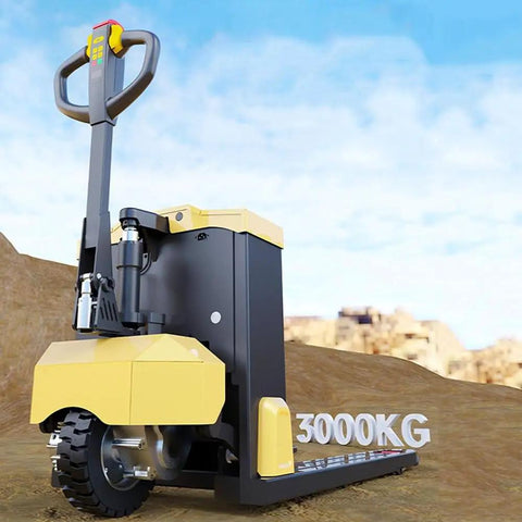 Hefty 6600 Lb Manual Pallet Jack Truck With Lithium Battery Power For Heavy Duty Warehouse Jobs, 3000KG load capacity, electric walking design.