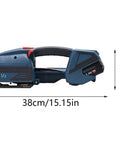 Slick Handheld Electric Strapping Machine With Sharp Lcd Display, 38cm by 13cm, used for carton packing.