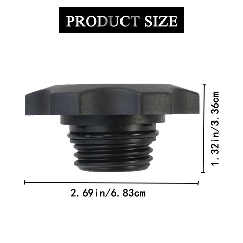 Side view of Oil Filler Cap For Jeep Wrangler Cherokee Grand Cherokee And Dodge Ram Caravan Durango Neon Stratus And Chrysler Models 1996 To 2006 Replacement 53010654AA 04648831AA showing dimensions.