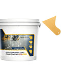 Epic High Gloss Colored Epoxy Garage Floor Paint Kit With Durable Concrete Sealer For Marble Texture Finish, includes paint bucket and applicator.