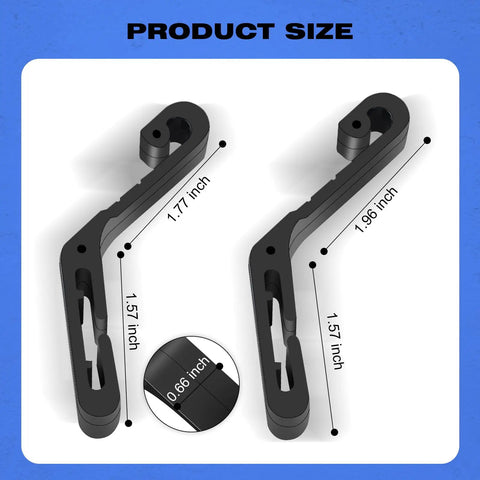 12 Pack Hard Hat Light Clips for Headlamps Front Short and Back Long Brim Mounts size dimensions with measurements