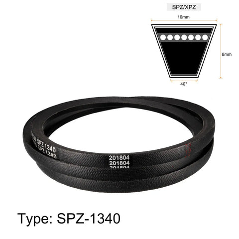 SPZ1340 Industrial Drive V Belt Rugged Rubber Transmission Power Band For Heavy Machinery 1340mm pitch length and size details.