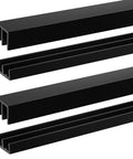 Plastic Sliding Door Track Set for Cabinets and Panel Doors, Double Rails Kit with 2 Upper and 2 Lower Tracks, 4 Ft Length, Black