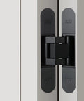Close-up of Invisible 5.5 Inch 3 Way Adjustable Concealed Door Hinges Matte Black Zinc Alloy 180 Degree Swing Hidden Butt Hinge