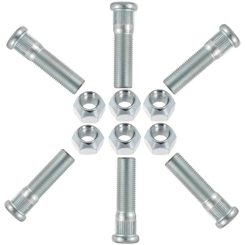Six Sets Of Wheel Studs With Nuts For Trailers 2000 Lb To 3500 Lb Axles With 1/2-20 UNF Thread 0.54 Inch Spline