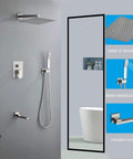 10 Inch High Pressure Rain Shower Head With Handheld Spray Rain Mixer Shower Combo Wall Mount Brushed Nickel Finish