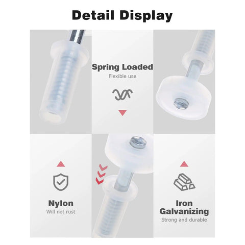Detail display of Heavy Duty 4 Pack Bi Fold Door Top Guide Wheel Hardware Kit showing spring-loaded nylon and iron components.