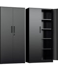 Six Foot Tall Lockable Steel Storage Cabinet With Adjustable Shelves, Heavy Duty Metal Locker For Office Home Garage Gym School, 72 Inch High, Black Matte