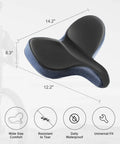 Comfy Ultra Wide Bike Seat For Men And Women With Memory Foam Cushion And Dual Spring Suspension Waterproof Universal Fit Wide Plus Saddle Built To Cradle Sit Bones On All Day Rides And Deliver Real Comfort, 14.2 x 12.2 in