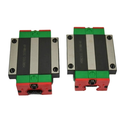 Premium High Precision Linear Guide Rail Kit With Two 2pc HGR20 Rails Plus Four HGW20CC Flanged Blocks showing flanged blocks.