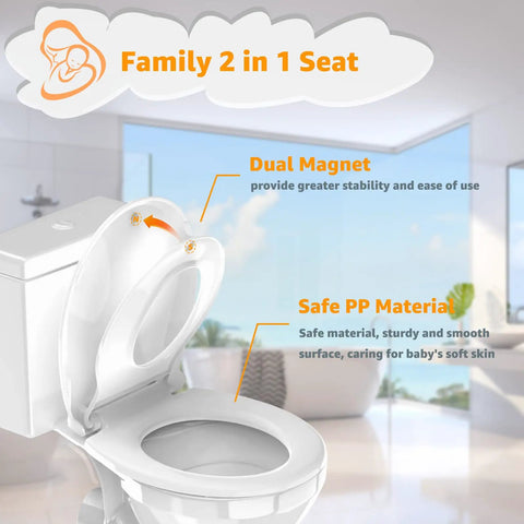 Smooth Action Two In One Toilet Seat With Detachable Toddler Potty Training Cushion Soft Close Quiet Latch No Sweat Setup Growing Kids Swear By This Easy Wipe Down White Ring Real MVP Home Essential