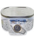 Powerful 628 Ml Ultrasonic Cleaner For Jewelry, Glasses And Circuit Boards With 30W Motor with water and watch inside.