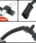 Engine Crankshaft Position Sensor Fits Jeep Cherokee Wrangler Dodge Dakota TJ And More For 1996 To 2004 Models Delivers Precise Timing Signals With Easy Plug And Play Installation Under The Hood., black plastic 3-pin crankshaft sensor with metal bracket and wiring harness