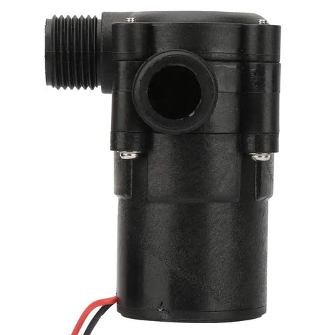 Hydroelectric Micro-Hydro Turbine Generator for Piped Water Systems close-up, compact black unit with wiring