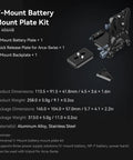Foldable V Mount Battery Plate With Tool Free Quick Install Arca Compatible Baseplate For Mirrorless And DSLR Cameras Modular Plate For NEEWER V Mount Battery PS099E Fits Compact Video Rigs And On Camera Setups, displayed with components on black background