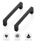 30 Pack Solid 3-1/2 Inch Square Cabinet Handles In Oil Rubbed Bronze with scratch resistance and anti-fingerprint coating