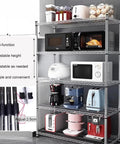 4 Tier Stainless Steel Storage Rack Heavy Duty Utility Shelf With Sweet Rolling Casters And No Hassle Adjustable Height For Kitchen Garage Office Space Saving Wire Shelving Rack with kitchen appliances