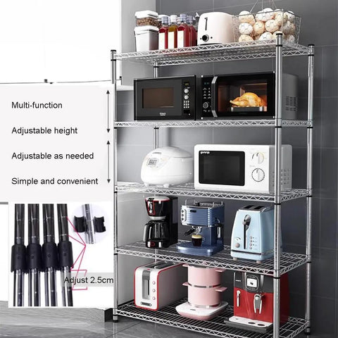 4 Tier Stainless Steel Storage Rack Heavy Duty Utility Shelf With Sweet Rolling Casters And No Hassle Adjustable Height For Kitchen Garage Office Space Saving Wire Shelving Rack with kitchen appliances