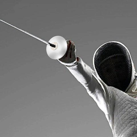 Fencer in action using Fencing Accessories Set With Foil Guard And Hand Pads For Competition Training Durable Stainless Steel Gear