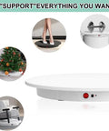 Massive 52cm Motorized Rotating Turntable For Product Photography showing various uses, including a chair and dumbbells.