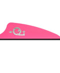 Fusion-II 2.1 Inch Pink Arrow Fletching Vanes, 36 Pack, side view showing logo and design detail