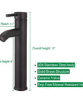 Black faucet part of Rectangle Vessel Sink With Faucet In White Porcelain Above Counter Bathroom Basin With Black Edge Modern 16 By 12 Inch Vanity Countertop Sink For Powder Rooms Small Spaces Sleek Minimalist Design, dimensions labeled